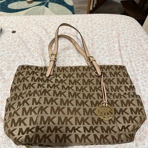 Michael Kors Brown Tote with Monogram Design